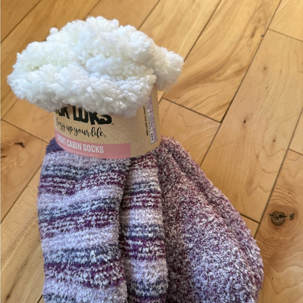 Muk Luks Purple and White Cabin Socks
